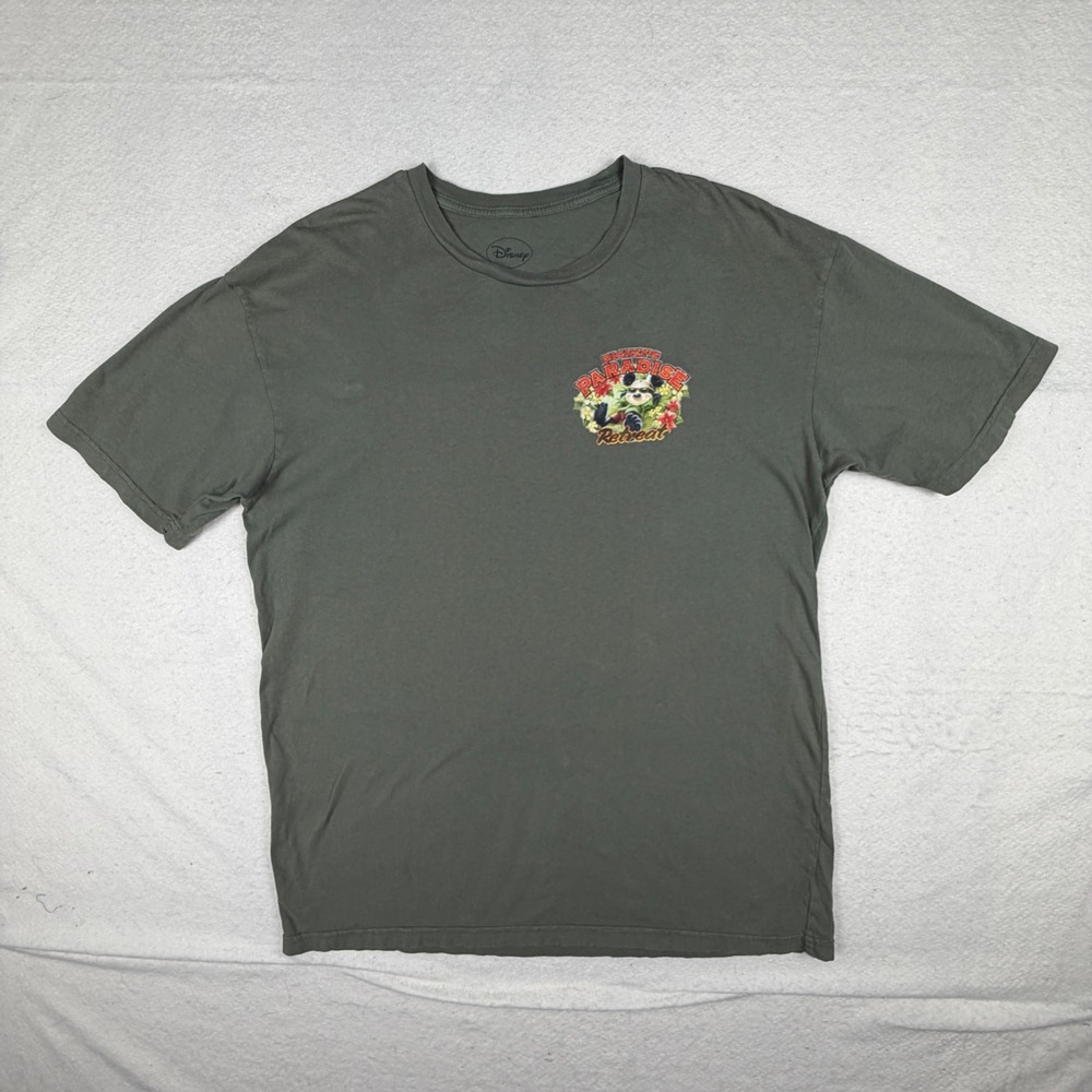 Disney Mickey Mouse Paradise Retreat Graphic T-Shirt Gray Mens L L/G